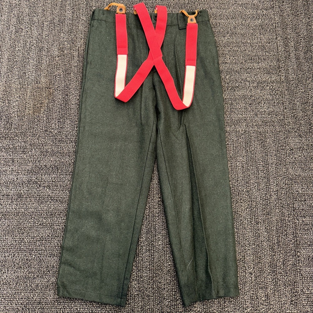 LL Bean USA Malone Wool Plaid Logger Hunting Trousers Pants Men's 36 Suspenders